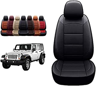 Oasis Auto |1997-2022 Wrangler|- JK 2013 2014 2015 2016 2017 Unlimited, Sahara, Sport, X, Custom Exact Fit PU Leather Seat Covers Accessories Full Set (13-17 4DR, Black)