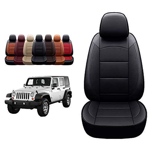 Oasis Auto |1997-2022 Wrangler|- JK 2013 2014 2015 2016 2017 Unlimited, Sahara, Sport, X, Custom Exact Fit PU Leather Seat Covers Accessories Full Set (13-17 4DR, Black)