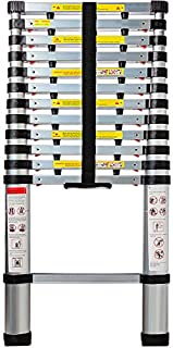 Aluminum Telescopic Extension Ladder (12.5 Ft Telescope) - EN131 - Extendable Telescoping Extendable with Spring Load Locking Mechanism Non-Slip - 330 lb Max Capacity (Renewed)