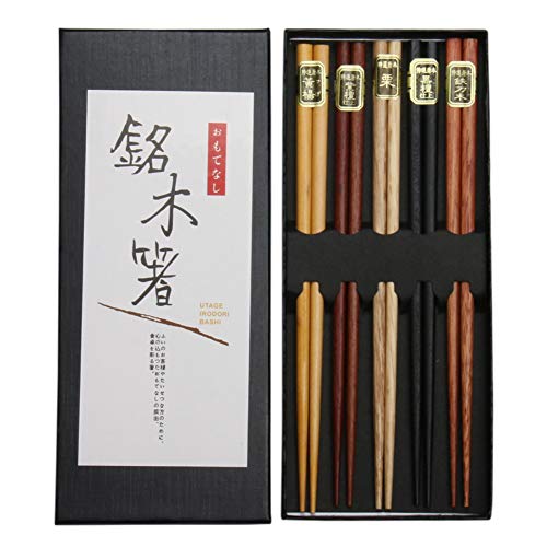 Chopsticks Japanese Sushi Chopsticks Reusable Chopstick Set 5 different Natural Wood Chopstick with Delicate Box