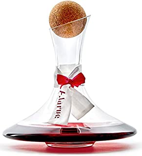 Wine Decanter - Made in Europe Hand Blown Lead-free Crystal Glass, Cork Stopper and Elegant Serviete, Red Wine Carafe, Shock Absorbing Box, perfect Gift for Wine Enthusiasts