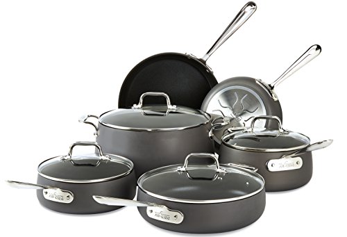 All-Clad E785SC64 Ha1 Hard Anodized Nonstick Dishwasher Safe PFOA Free Cookware Set, 10-Piece, Black