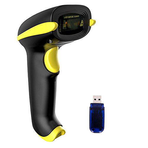 NADAMOO Wireless Barcode Scanner Bluetooth Compatible, Handheld USB 1D Laser Bar Code Reader for Inventory Management, Work with Windows/Mac OS/Linux Computer, Made for iPhone, iPad, and Android