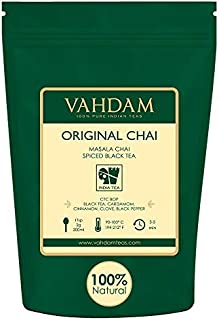 VAHDAM, India's Original Masala Chai Tea Loose Leaf (200+ Cups) | 100% NATURAL INGREDIENTS | Black Tea, Cinnamon, Cardamom, Cloves & Black Pepper | Brews Chai Latte | Indian House Recipe | 16oz Bag