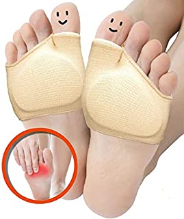 Metatarsal Sleeve Pads, Half Toe Bunion Sleeve with Sole Forefoot Gel Pads Cushion for Diabetic Feet Metatarsalgia Mortons Neuroma Prevent Calluses Blisters, 2 Pieces