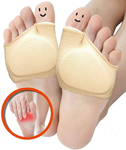 Metatarsal Sleeve Pads, Half Toe Bunion Sleeve with Sole Forefoot Gel Pads Cushion for Diabetic Feet Metatarsalgia Mortons Neuroma Prevent Calluses Blisters, 2 Pieces