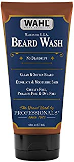 WAHL Beard Wash & Face Exfoliator with Essential Oils for Moisturizing Skin & Beard Hair  Manuka Oil, Meadowfoam Seed Oil, Clove Oil, Moringa Oil  6 Oz