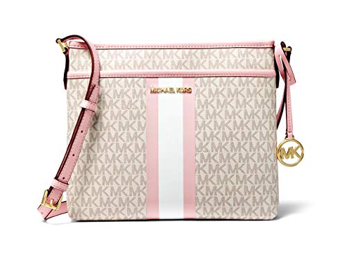 Michael Kors Bedford Small Logo Stripe Crossbody Bag - Powder Blush Multi