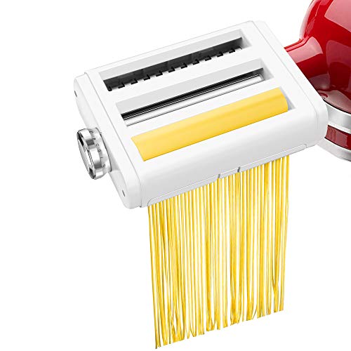 Pasta Maker Attachment for KitchenAid Stand Mixers 3 in 1 Set Includes Pasta Roller Spaghetti Cutter &Fettuccine Cutter, Durable Pasta Attachments for KitchenAid