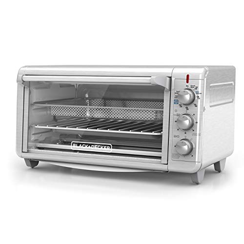 Black+Decker TO3265XSSD Extra Wide Crisp N Bake Air Fry Toaster Oven, Silver, Fits 9