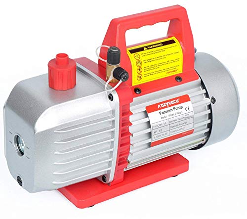 Kozyvacu 5CFM 2-Stage Rotary Vane Vacuum Pump (5.0CFM, 40Micron, 1/2HP) for HVAC/Auto AC Refrigerant Recharging, Degassing Wine or epoxy, Milking Cow or Lamb, Medical, Food Processing etc.