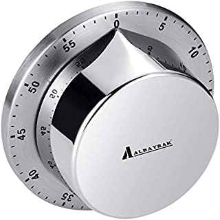 Albayrak Kitchen Timer, Chef Cooking Timer Clock with Loud Alarm, No Batteries Required, 100% Mechanical - Magnetic Backing, Exquisite Stainless Steel Body - Countdown Reminder