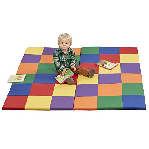 ECR4Kids Softzone Patchwork Toddler Foam Play Mat, 58-Inch Square, Floor Mats For Tummy Time, Colorful Baby Play Mat, Soft Floor Mat for School Or Daycare, Baby Play Mat, Padded Rug, Primary Colors