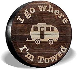 YZ-MAMU I Go Where I'm Towed Spare Tire Cover Waterproof Dust-Proof for Jeep Trailer RV SUV Truck and Other Vehicles 14 inch