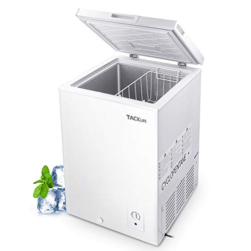 TACKLIFE Chest Freezer, 3.5 Cu.Ft Freezer Chest Quiet -11.2 to 10.4, Free Standing Compact Freezer with Removable Basket, Small freezer for Home/Dorms/Apartment/Office - MPWCF355T