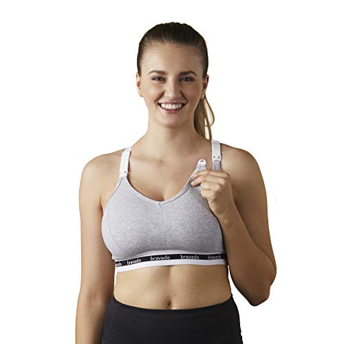 BRAVADO! DESIGNS Womens Original Full Cup Maternity & Nursing Sleep Bra, Dove Heather, Large - Full Cup