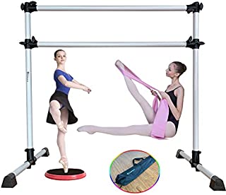 Marfula 4 Ft Adjustable & Portable Freestanding Ballet Barre Bar with Carry Bag and Stretch Band and Turning Board