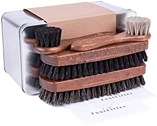 FootFitter Essential Shoe Brush Set - Horsehair Brushes for Polishing Men's Shoes!