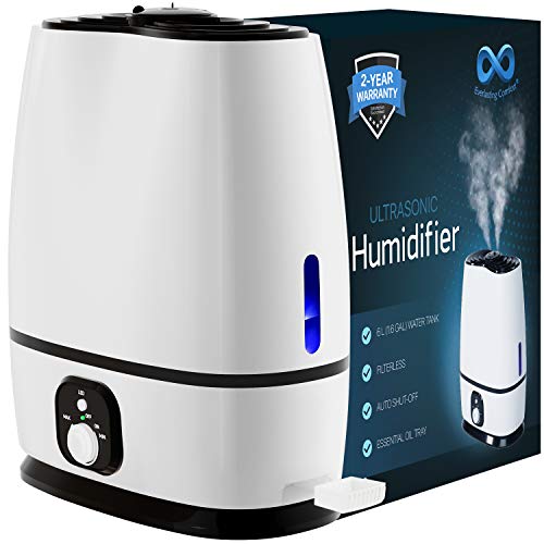 Everlasting Comfort Humidifiers for Bedroom (6L) - Humidifier with Essential Oil Tray (White)