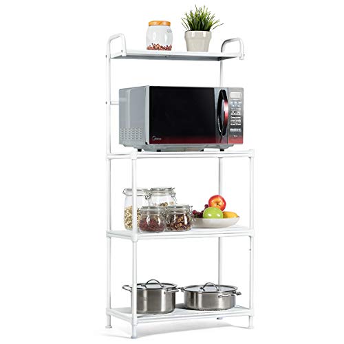 Giantex 4-Tier Kitchen Microwave Storage Rack Oven Stand Strong Mesh Wire Metal Shelves Free Standing Baker's Rack Shelving Utility Unit, 23.5