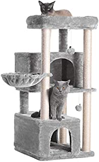 Hey-bro 43.3 inches Roomy Cat Tree for Big Cats, Save Space and Large Capacity Cat Condo, Light Gray MPJ011W