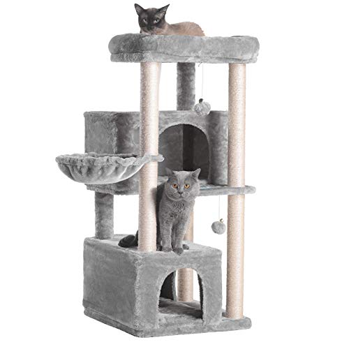 Hey-bro 43.3 inches Roomy Cat Tree for Big Cats, Save Space and Large Capacity Cat Condo, Light Gray MPJ011W