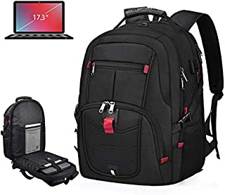 Laptop Backpack 17 Inch Waterproof Extra Large TSA Travel Backpack Anti Theft College School Business Mens Backpacks with USB Charging Port 17.3 Gaming Computer Backpack for Women Men Black 45L