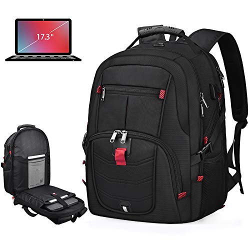 Laptop Backpack 17 Inch Waterproof Extra Large TSA Travel Backpack Anti Theft College School Business Mens Backpacks with USB Charging Port 17.3 Gaming Computer Backpack for Women Men Black 45L