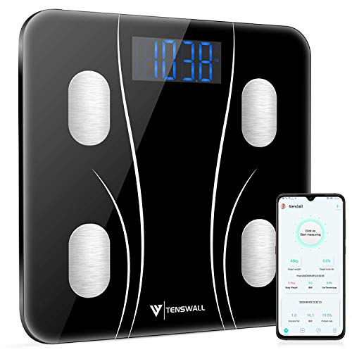 Body Weight Scale, Digital Bathroom Scale, Body Composition Monitor Health Analyzer with Smartphone App for Body Weight, BMI, Water, BMR, Muscle Mass, Body Fat, Fitness Health Scale