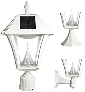 Gama Sonic GS-105FPW-W-WW Baytown II Lamp Outdoor Solar Light Fixture, Pole Pier & Wall Mount Kits, White Finish