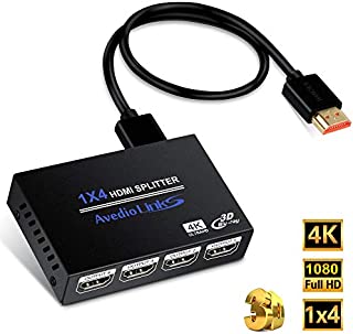 Hdmi Splitter 1x4, NEWCARE HDMI Splitter 1 in 4 out, HDMI Splitter Supports Full HD1080P 4K and 3D, Compatible with Xbox PS3/4 Roku Blu-Ray Player HDTV ( Included High Speed HDMI Cable ) (black)