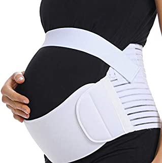 Maternity Belt Waist Abdominal Back Belly Band Pregnancy Belt Support Brace White,L