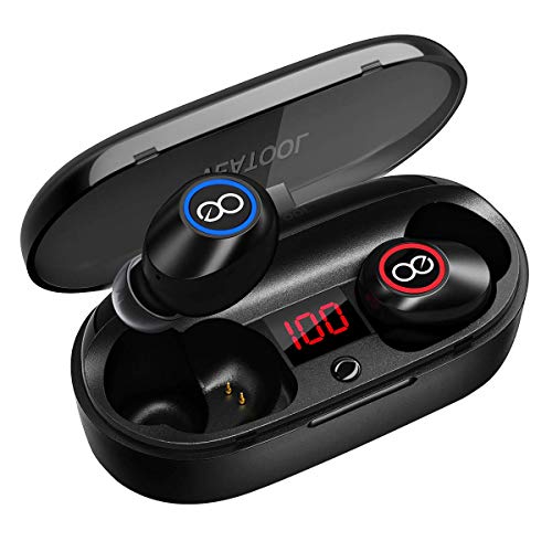 VEATOOL 5.0 Bluetooth Headphones Binaural Call True Wireless Earbuds 20H Playtime HD Stereo Bass Sound Mini in Ear Bluetooth Earphones with Built in Mic and Charging Case for Sports Running