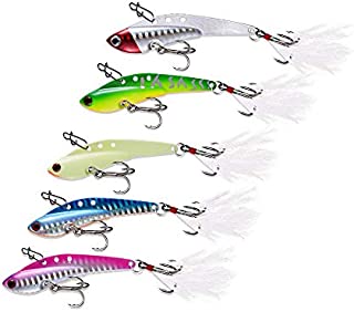 Fishing Lures Metal Fishing Jigs Sinking Spoons Hooks Ice and Saltwater Lures Bait for Trout Walleye and Flounder 5 Pack (0.45oz/0.63oz/0.88oz/1.1oz) (0.45)