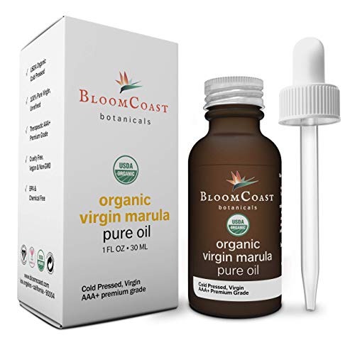 BloomCoast Organic Virgin Marula Oil | 100% Pure Organic Luxury Facial Oil | Cold Pressed, Virgin, Unrefined, Non-GMO | Unrefined is Best: Nutrient Dense and High in Antioxidants | Anti-Aging