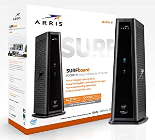 ARRIS SURFboard Docsis 3.1 Gigabit Cable Modem Plus AC2350 Dual Band Wi-Fi Router, Certified for Xfinity, and Cox 1 GB Service (SBG8300),Black