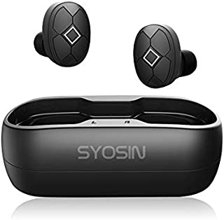 SYOSIN Wireless Earbuds Bluetooth 5.0 TWS Noise Cancelling Headphones with Wireless Charging Case Stereo Sound Headset with IPX7 Waterproof Built-in Mic for Driving/Work/Sports