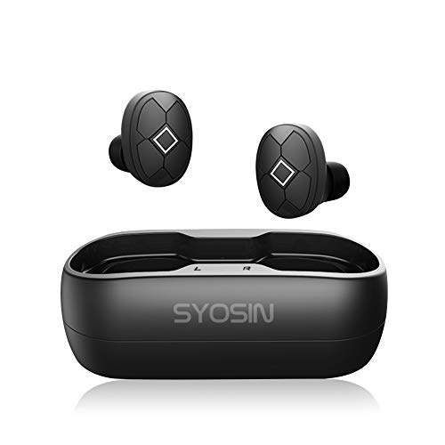 SYOSIN Wireless Earbuds Bluetooth 5.0 TWS Noise Cancelling Headphones with Wireless Charging Case Stereo Sound Headset with IPX7 Waterproof Built-in Mic for Driving/Work/Sports