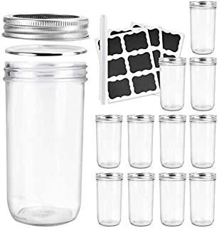 Betrome 22 OZ Wide Mouth Mason Jars, 12 Pack Glass Storage Containers with Airtight Lids and Bands for Salad,Jam,Honey,Food,Spice,Party Favors,Baby Favors,Wedding Favors