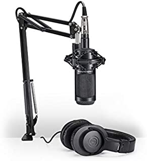 Audio-Technica AT2035PK Vocal Microphone Pack for Streaming/Podcasting, Includes XLR Mic, Adjustable Boom Arm, Shock Mount, & Monitor Headphones, Black