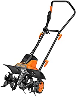 TACKLIFE Electric Tiller, 13.5 Amp Tiller, 2 Tilling Width (18/12.5 Inch), Adjustable Blade, 8'' Working Depth, Low Noise, Folding Storage, Manganese Steel Tine