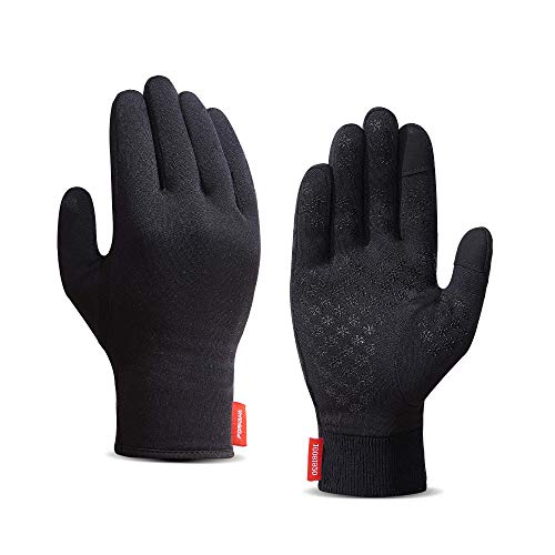 Upgraded Touch Screen Running Gloves Lightweight & Thermal Winter Gloves - Compression Mitten Liners Gloves for Men Women - Anti-Slip Driving Cycling Workout Sports Gloves with Elastic Cuff, L