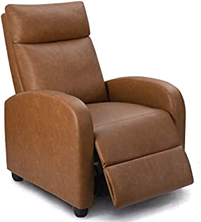 Homall Recliner Chair Padded Seat PU Leather for Living Room Single Sofa Recliner Modern Recliner Seat Club Chair Home Theater Seating (Khaki)