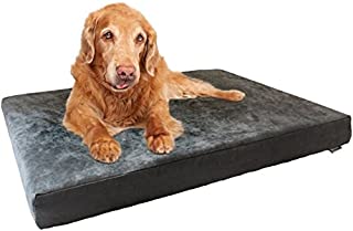 Dogbed4less Orthopedic Dog Bed with Memory Foam for Medium Large Pet, Waterproof Liner, Washable Microsuede Gray Cover, 41X27X4 Inch (Fit 42X28 Crate)