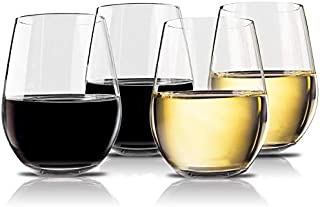 Vivocci Unbreakable Elegant Plastic Stemless Wine Glasses 20 oz | 100% Tritan Heavy Base | Shatterproof Glassware | Ideal For Cocktails & Scotch | Perfect For Homes & Bars | Dishwasher-Proof, Set of 4