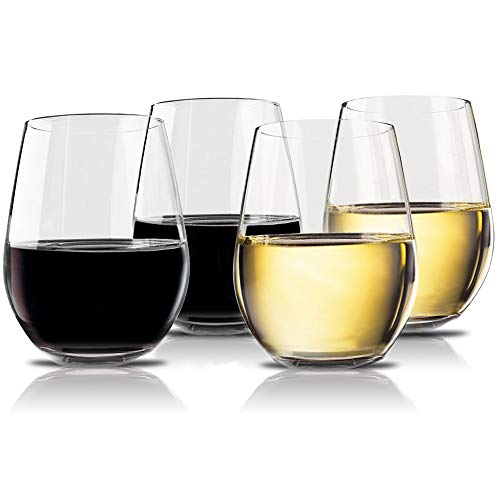 Vivocci Unbreakable Elegant Plastic Stemless Wine Glasses 20 oz | 100% Tritan Heavy Base | Shatterproof Glassware | Ideal For Cocktails & Scotch | Perfect For Homes & Bars | Dishwasher-Proof, Set of 4