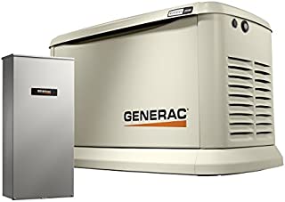 Generac 7043 Home Standby Generator 22kW/19.5kW Air Cooled with Whole House 200 Amp Transfer Switch, Aluminum