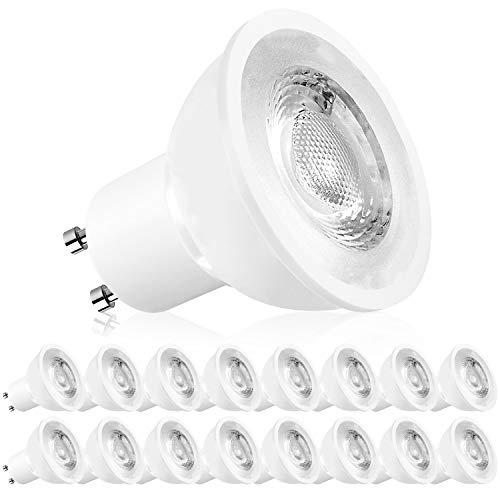 Luxrite MR16 GU10 LED Bulbs Dimmable, 50W Halogen Equivalent, 4000K Cool White, 500 Lumens, 120V Spotlight LED Bulb GU10, Enclosed Fixture Rated, Perfect for Landscape or Home Lighting (16 Pack)