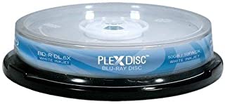 PLEXDISC 645-212 50 GB 6X Blu-ray Double Layer White Inkjet Recordable Disc BD-R DL, 10-Disc Spindle