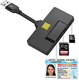 DAOKER USB 3.0 Smart Card Reader, DOD Military CAC Card Reader Compatible with Windows, Mac OS and Linux | Built-in 2 Slots SD/Micro SD Memory Card Reader